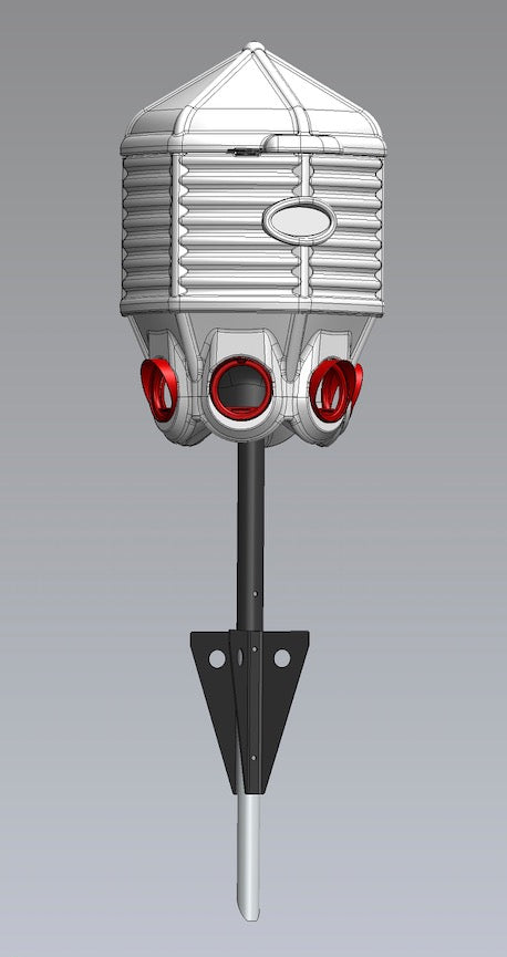 CoopWorx 40 lb. feed silo with aluminum mount system, designed for chicken feed storage in chicken coops.