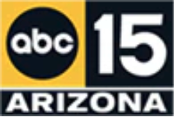 Logo of ABC15 Arizona on a yellow and black background