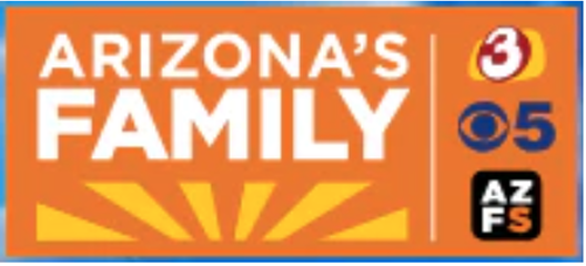 Logo with 'Arizona's Family' text and station identifiers on an orange background