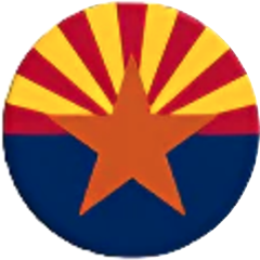 Logo with a red and yellow star on a blue circle