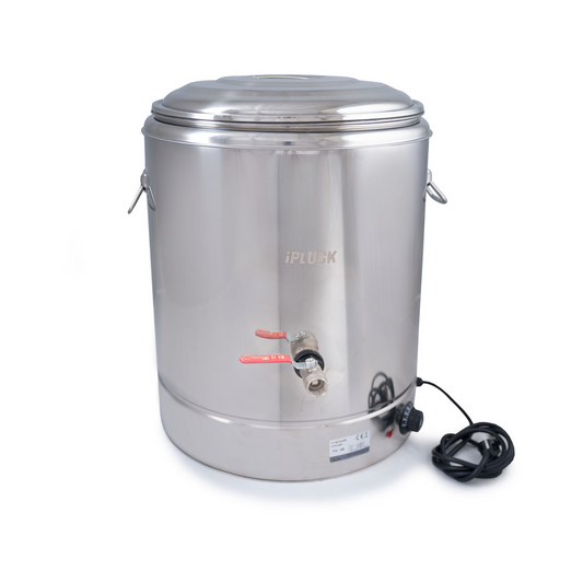16-gallon stainless steel poultry scalder manual dunker by Hatching Time, featuring a 3000W heating element.