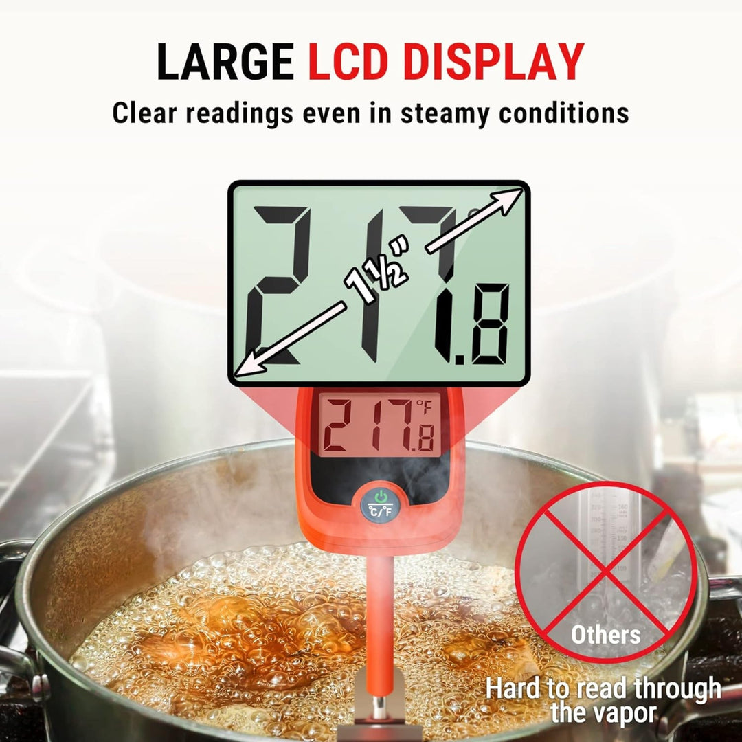 Digital instant read meat thermometer with pot clip and backlit display by Hatching Time
