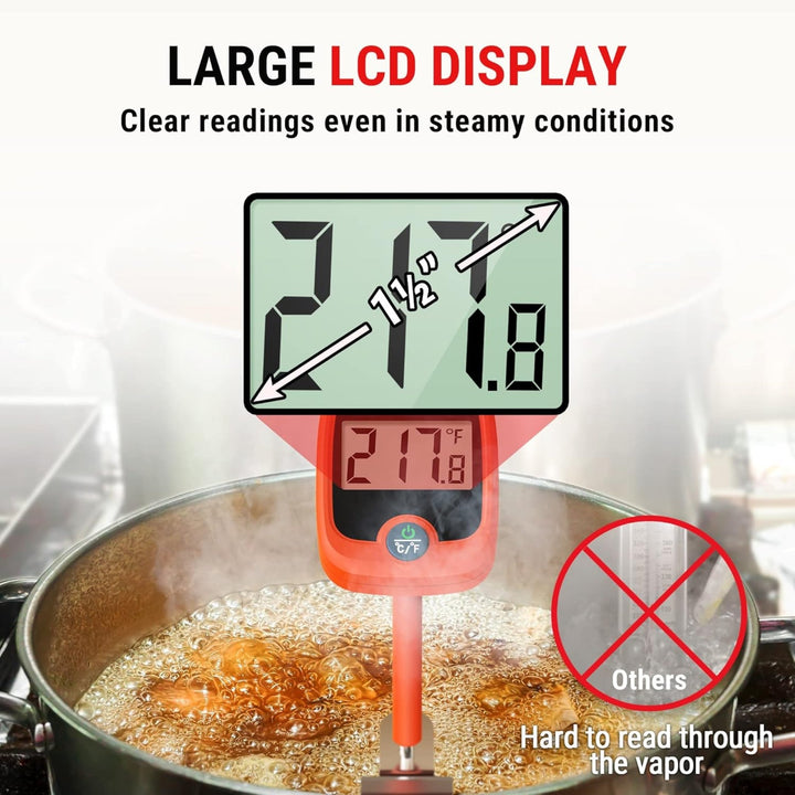 Digital instant read meat thermometer with pot clip and backlit display by Hatching Time