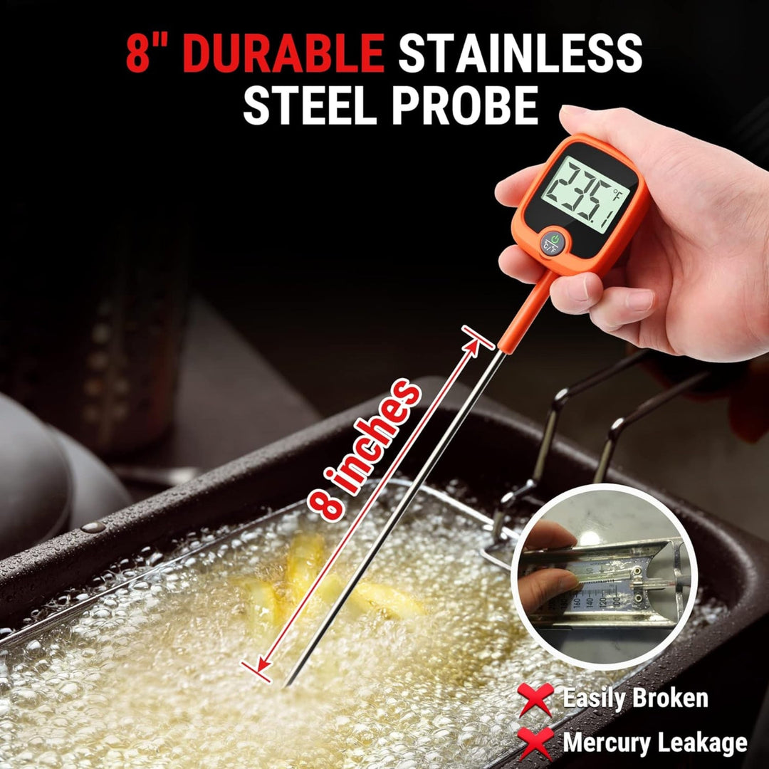 ThermoPro TP509 digital instant read meat thermometer with backlit display and pot clip in sleek black design