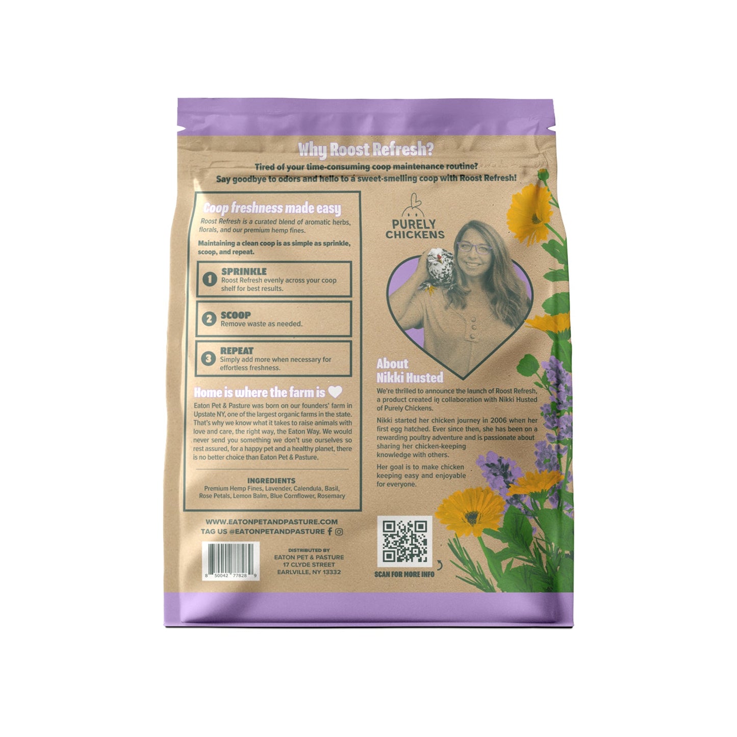 Ambientador premium de cáñamo y hierbas para gallineros Roost Refresh - 5 lb