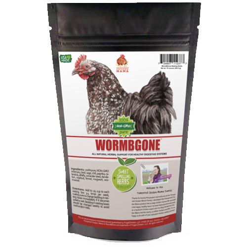 WormBGone natural anti-parasitic herbs for chickens, featuring a mix of calendula, available in various sizes.