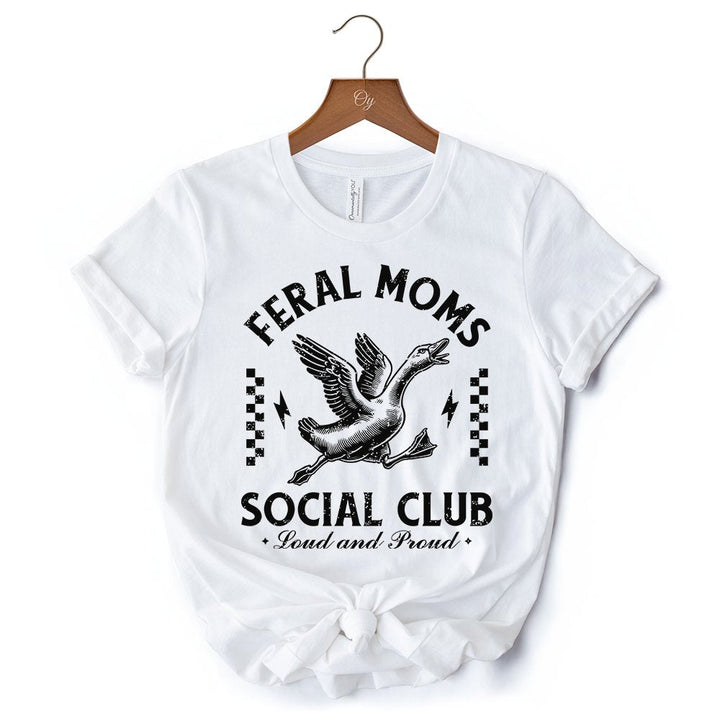 Camiseta de ganso del Club Social de Mamás Salvajes, divertida camiseta blanca y natural para mamás ruidosas y orgullosas.