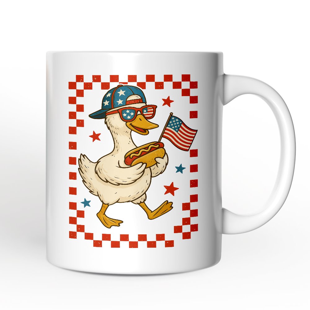 Patriotic Duck Personalized Ceramic Mug - 4th July Custom Name Gift