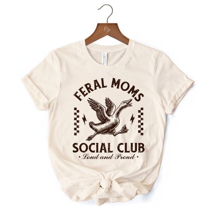 Camiseta de ganso del Club Social de Mamás Salvajes, divertida camiseta blanca y natural para mamás ruidosas y orgullosas.
