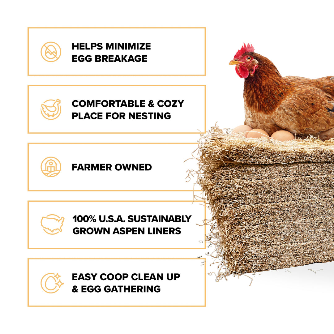 Premium chicken coop bundle with hemp bedding, nesting pads, and grubs from Eaton Pet and Pasture.