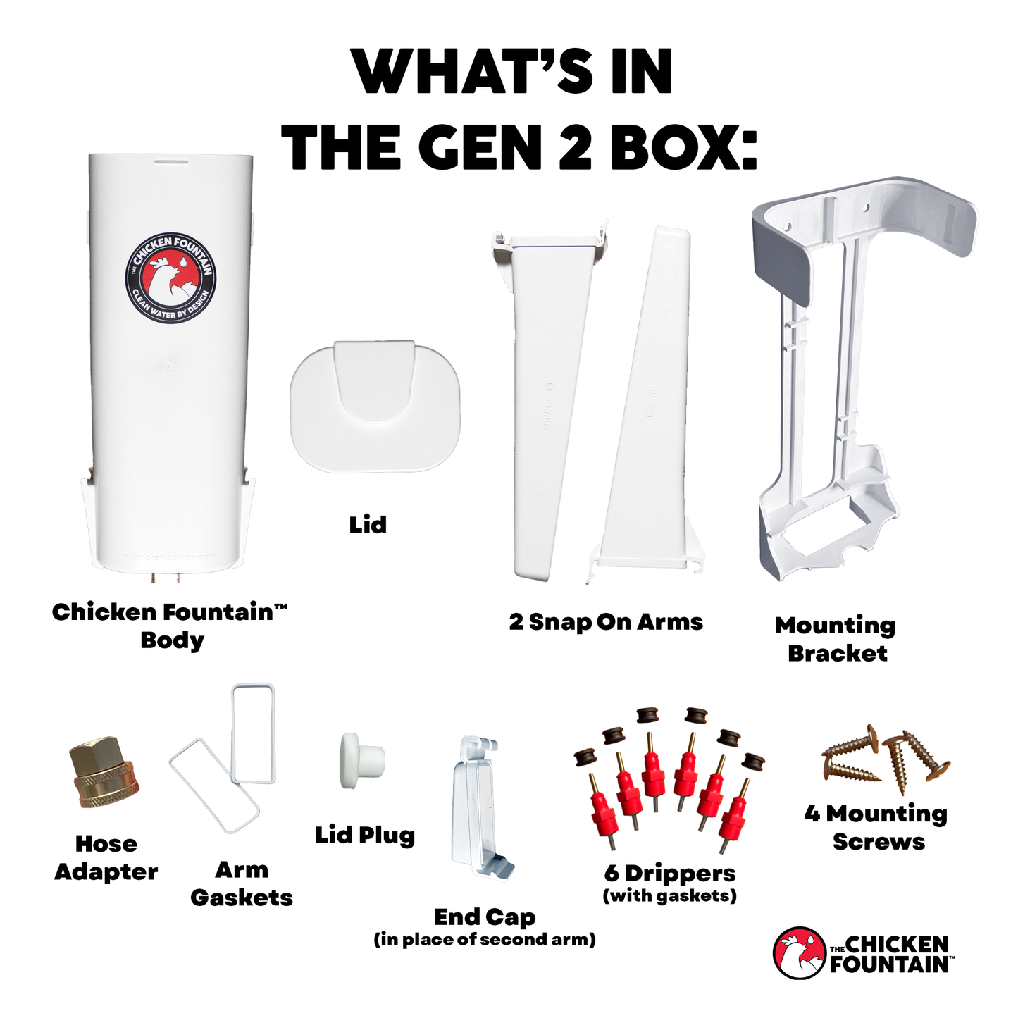 Chicken Fountain Gen 2 - Automatic Waterer for Fresh Clean Water