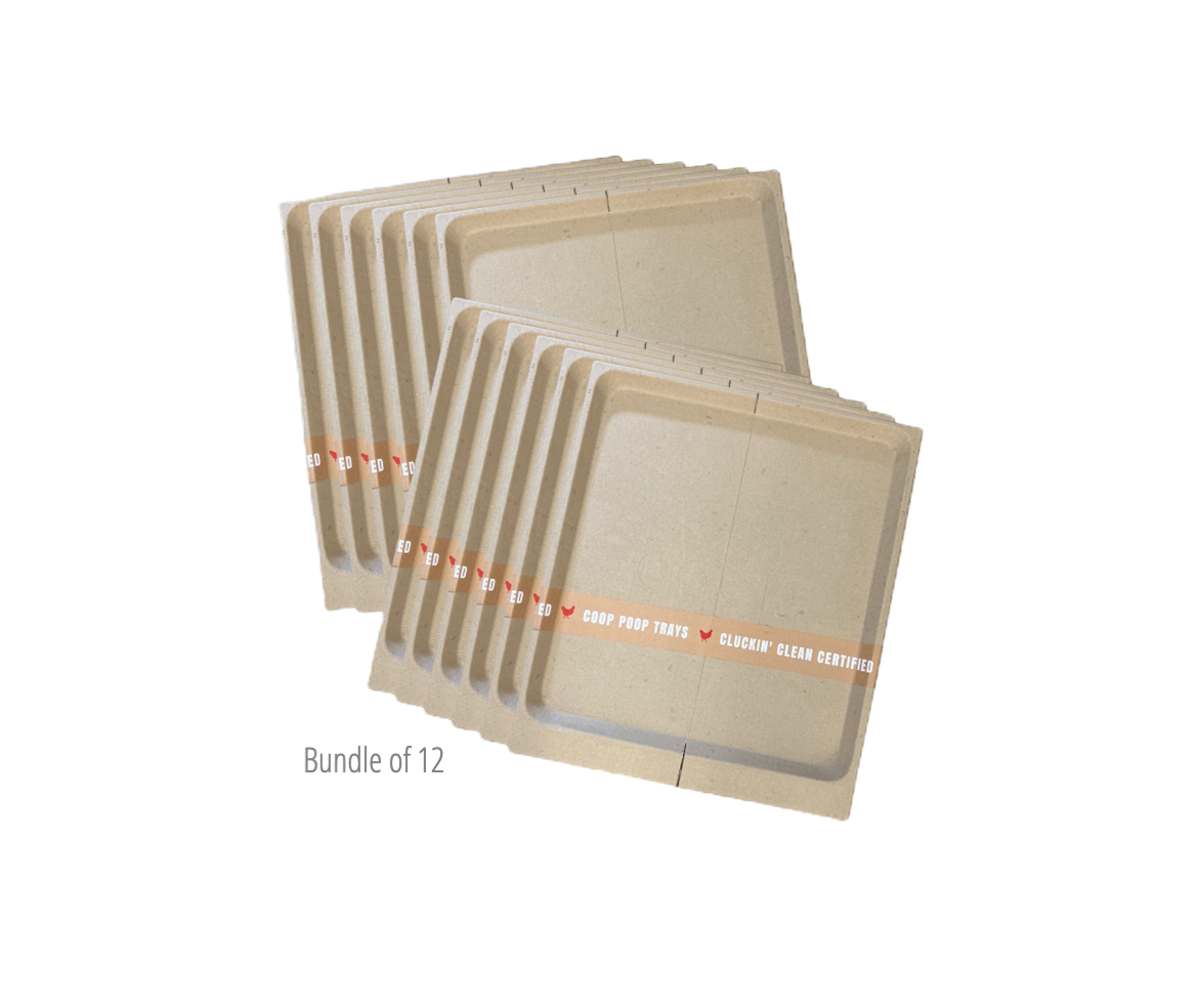 Eco-friendly compostable chicken coop litter trays, bundle of 12, biodegradable, by The Smart Coop.