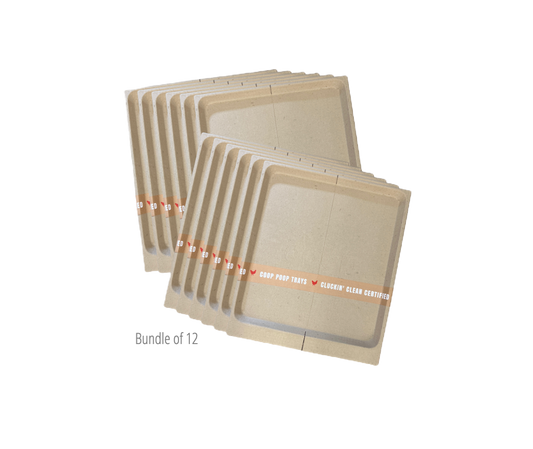 Eco-friendly compostable chicken coop litter trays, bundle of 12, biodegradable, by The Smart Coop.