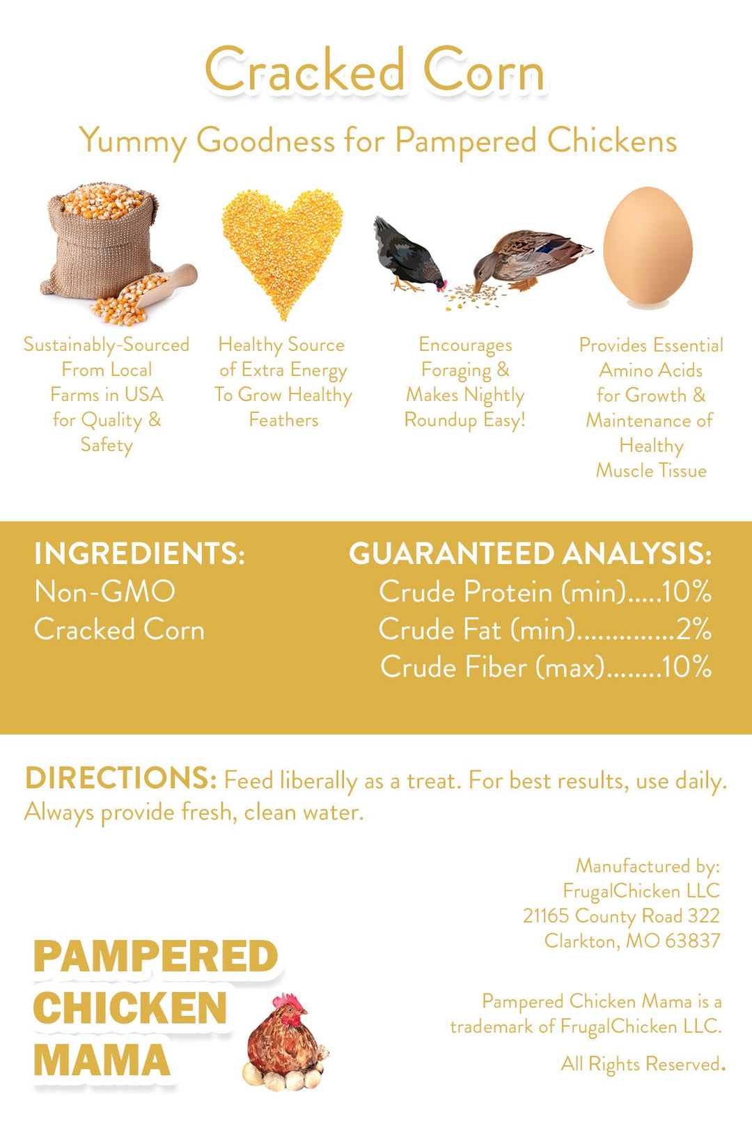 Non-GMO Cracked Corn for Chickens - Missouri Grown, Soy Free (Premium)