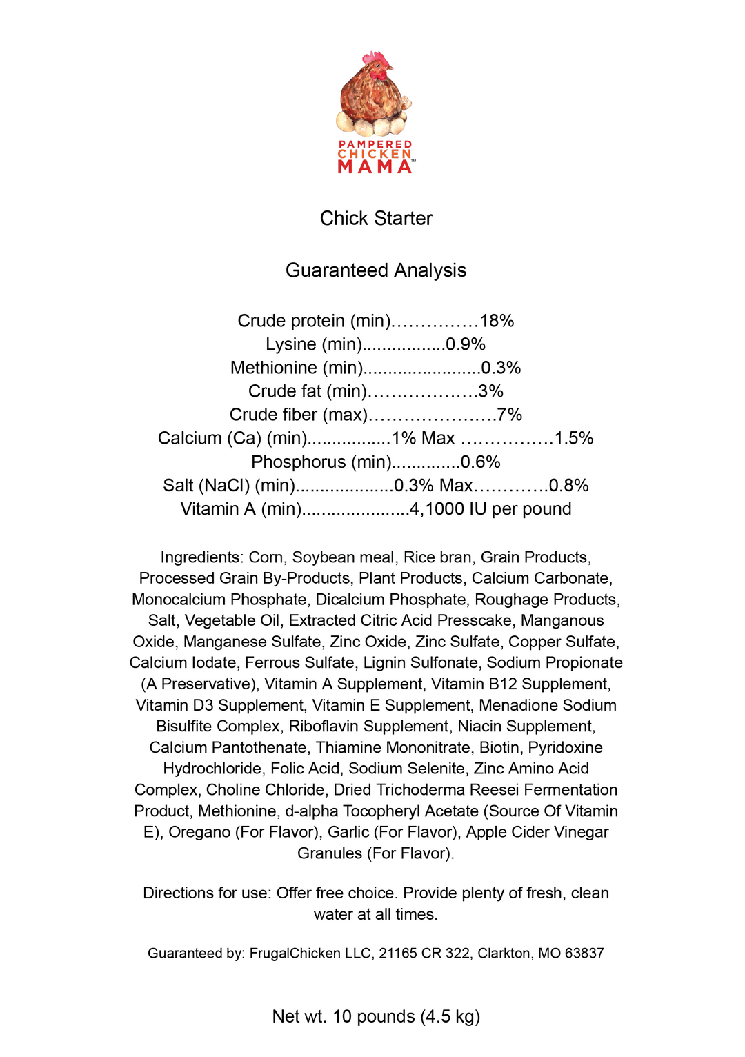 Non-GMO Herbal Chick Starter Feed 18% Protein with Oregano & Garlic