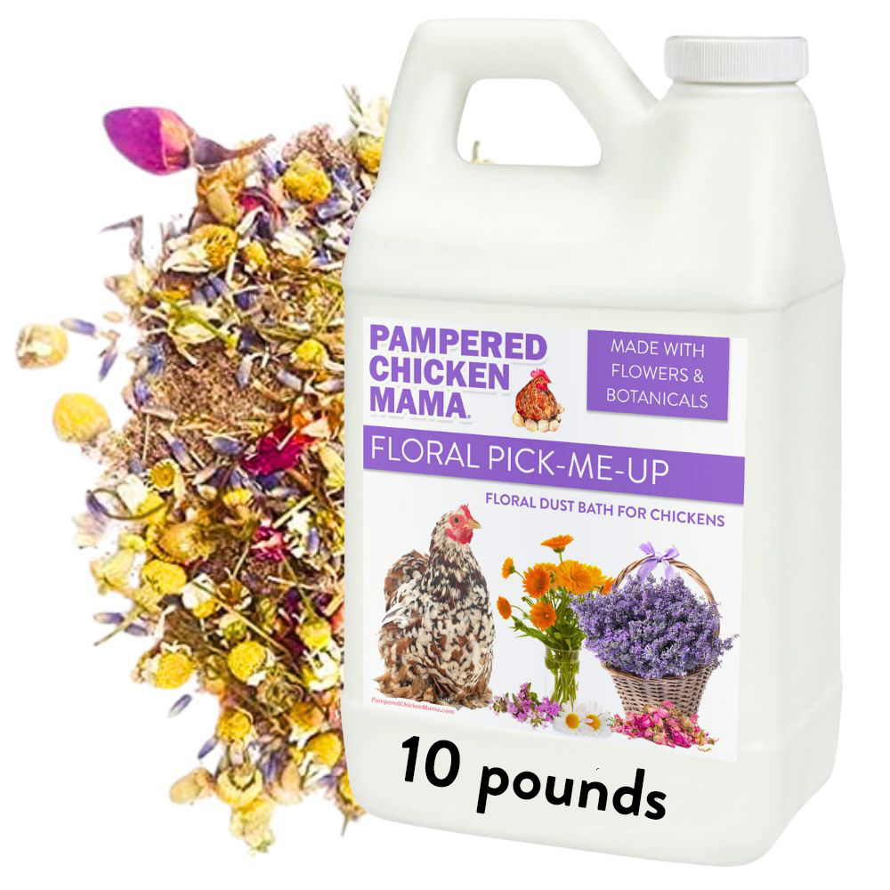 5lb bag of floral dust bath herbs for chickens with calendula and lavender, by Dahlia Pets.