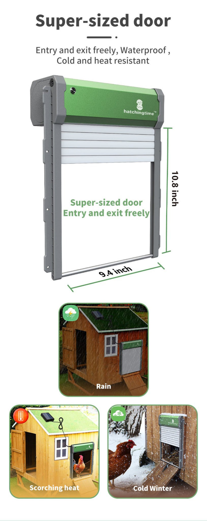 Solar Powered Automatic Chicken Coop Door with Remote