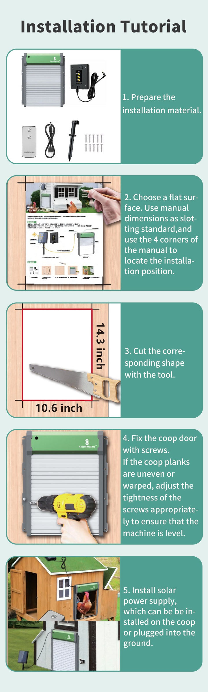 Solar Powered Automatic Chicken Coop Door with Remote