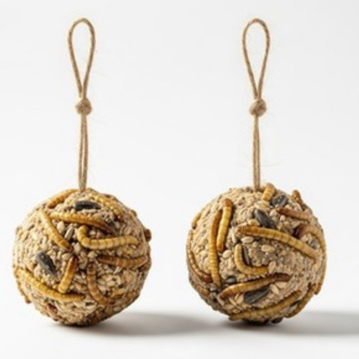 Durable Quail Gamebird Feed Ball with Mealworms 2-Pack USA Made