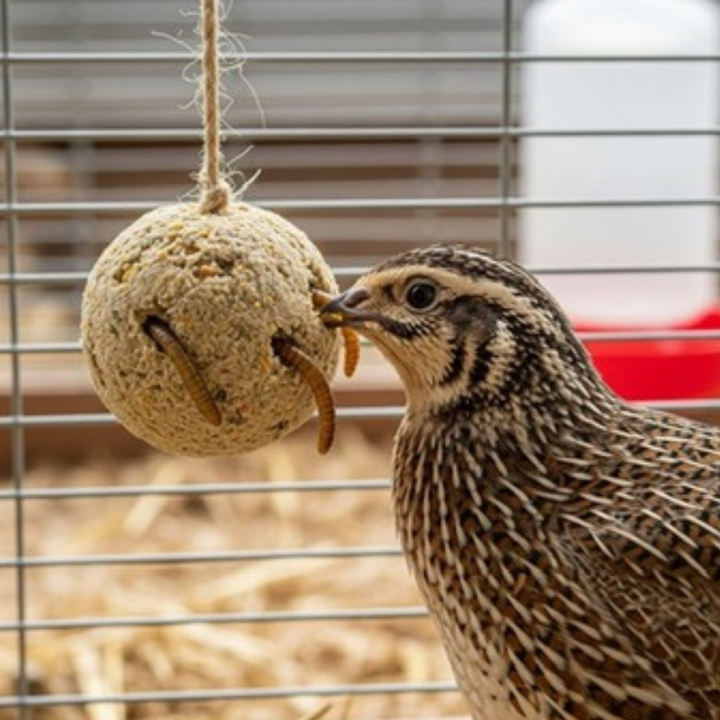 Durable Quail Gamebird Feed Ball with Mealworms 2-Pack USA Made