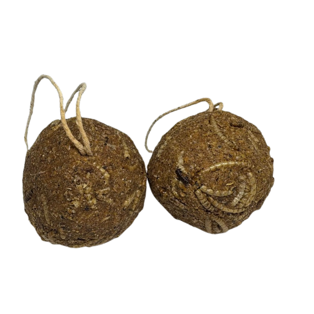 Durable Quail Gamebird Feed Ball with Mealworms 2-Pack USA Made