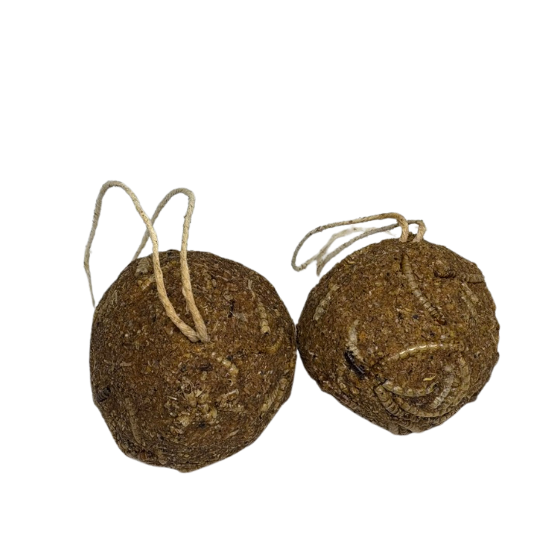 Durable Quail Gamebird Feed Ball with Mealworms 2-Pack USA Made