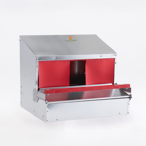 HenGear 24-inch galvanized metal rollout nest box for 20 hens, designed for backyard chicken coops