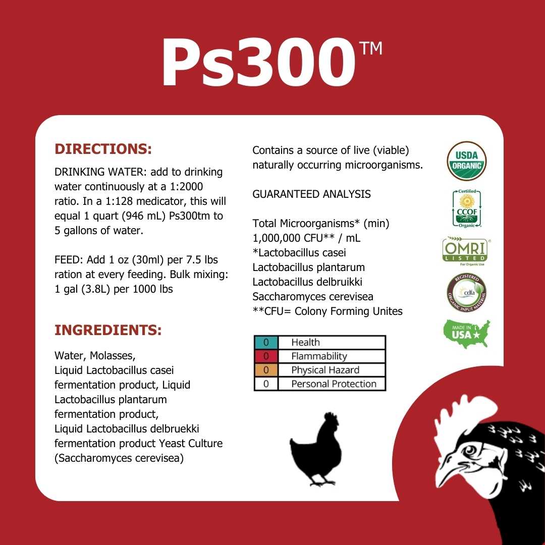 Ps300™ Liquid Probiotic Direct-Feed Microbial Supplement for Poultry