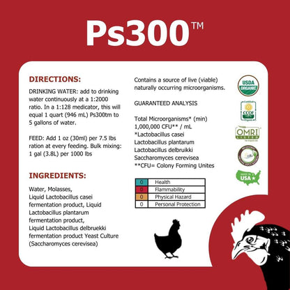 Ps300™ Liquid Probiotic Direct-Feed Microbial Supplement for Poultry