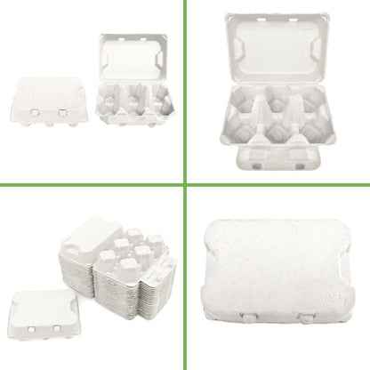 White recycled cardboard duck egg cartons, 6-count, by My Pet Chicken, eco-friendly packaging for custom branding.